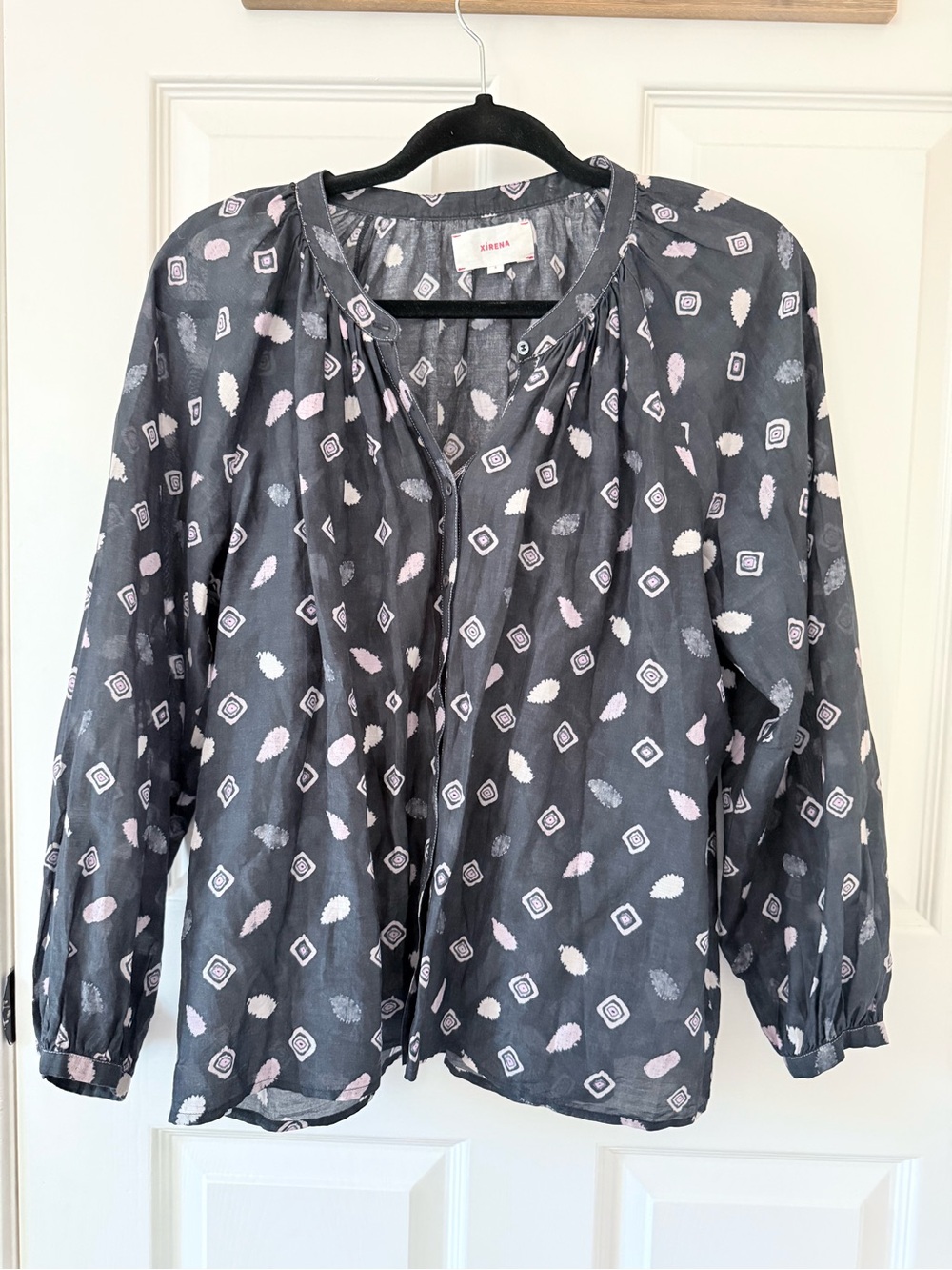 XIRENA cotton and silk airy print boho tunic top small